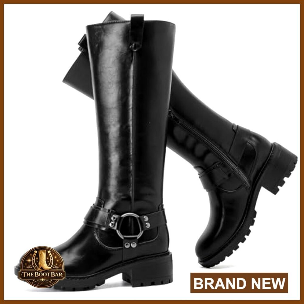 Knee High Boots Women Comfort Stylish Casual Round Toe Tall Riding Combat Boot - Picture 4 of 7